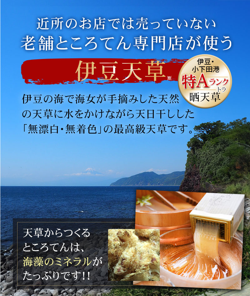 老舗ところてん専門店が使う伊豆天草、伊豆・小下田港「特Aランク（トラ）晒天草」、近所のお店では売っていない